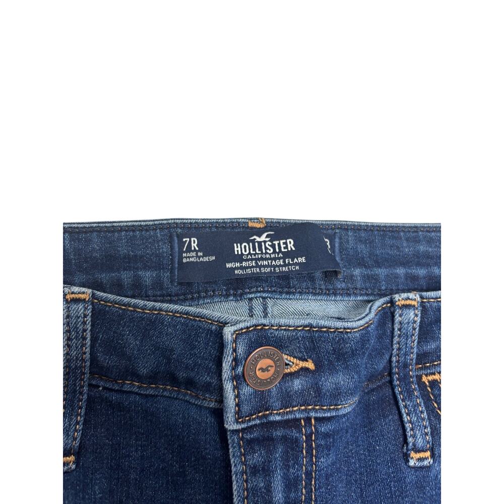 Hollister Vintage Flare Jeans 🔵 Dark Wash Retro Flare Leg • Size 7R - Picture 3 of 3